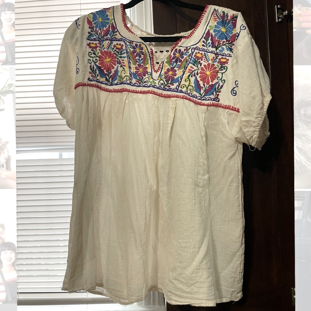 Vintage Hand-embroidered Mexican Top